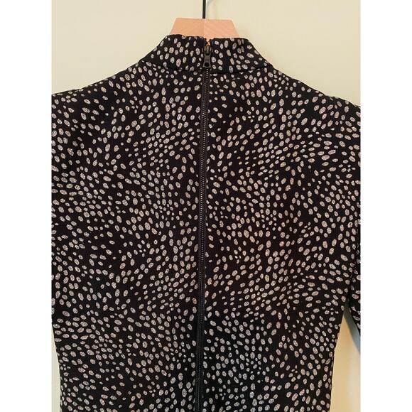 Alice + Olivia Inka Strong Shoulder Mock Neck Dress Black Silver 2 - Picture 7 of 10